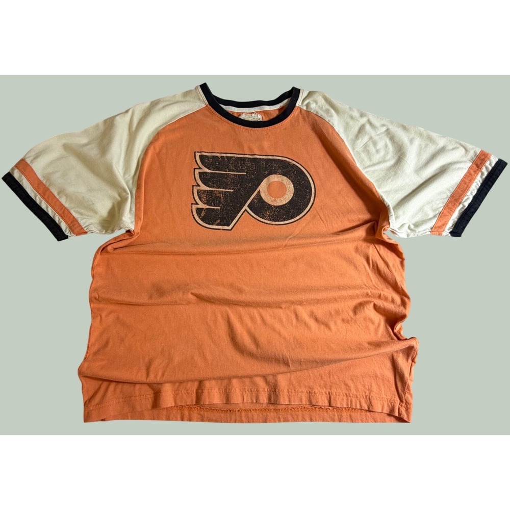 Red Jacket Philadelphia Flyers NHL T-Shirt Mens XL Orange Raglan Ringer Vintage